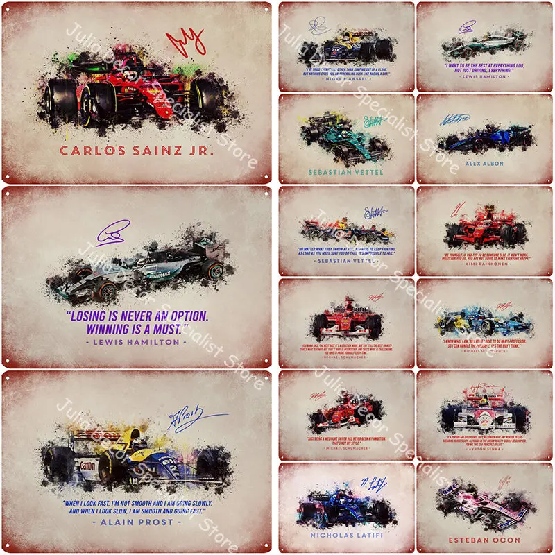 

Classical Various Racing Cars Metal Sign Wall Decor Retro Car Tin Decorative Plaque Man Cave Bar Pub Club Decoration Paintings