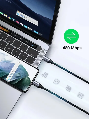 UGREEN 60 Вт USB C-кабель 100 Вт Тип C к Типу C Кабель 3A PD Быстрая зарядка данных 25 см 50 см 1 м 1,5 м 2 м 3 м Нейлоновая оплетка для телефона ноутбука