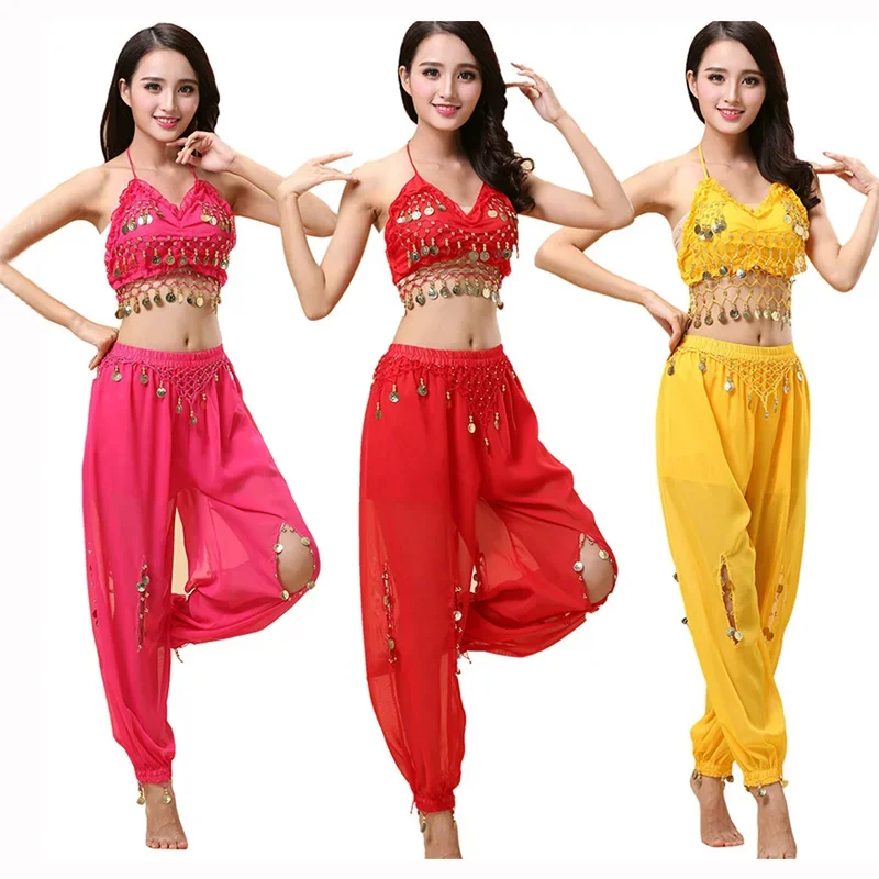 

Conjunto profesional de 2 piezas para mujer, traje de danza Oriental, danza del vientre, vestido de Bollywood para adultos