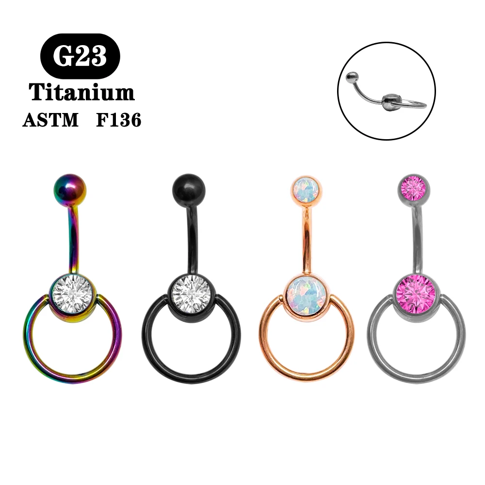 

1 Pcs G23 Titanium Navel Piercing Belly Button Rings Septum Opal Zircon Body Piercing Jewelry for Women Gothic Tiktok Trends