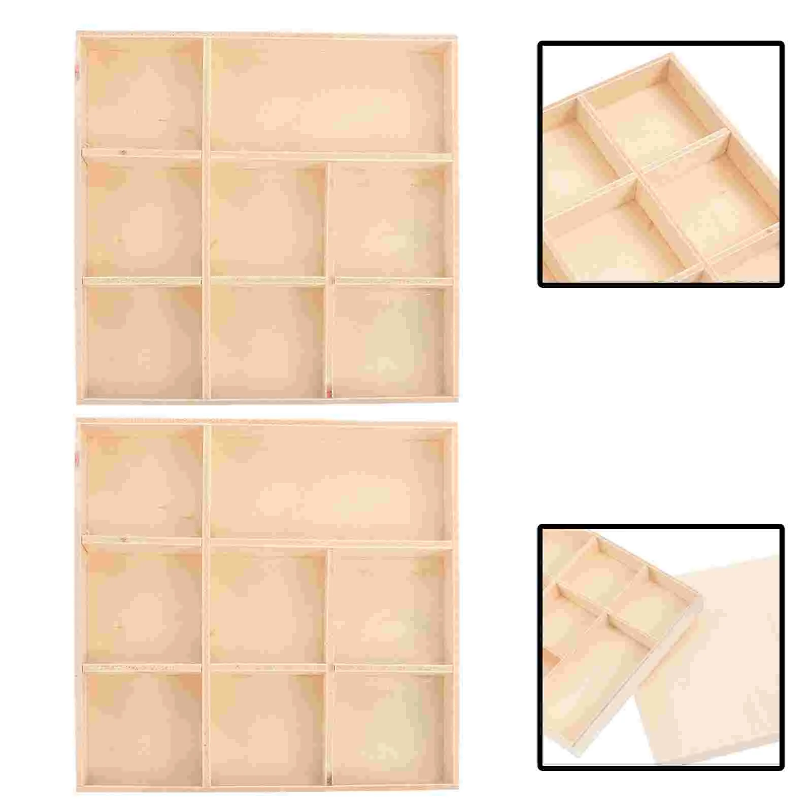 

Wooden Storage Tray Box Christmas Boxes Wood Compartments Jewelry Bins Diy Sections Decorative Desktop Eight Unfinished Case