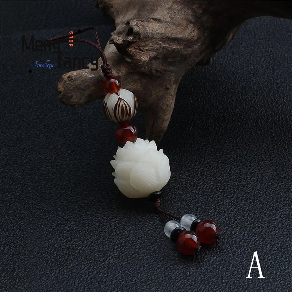 Винтажный резной брелок ручной работы с цветком лотоса Бодхи натуральные