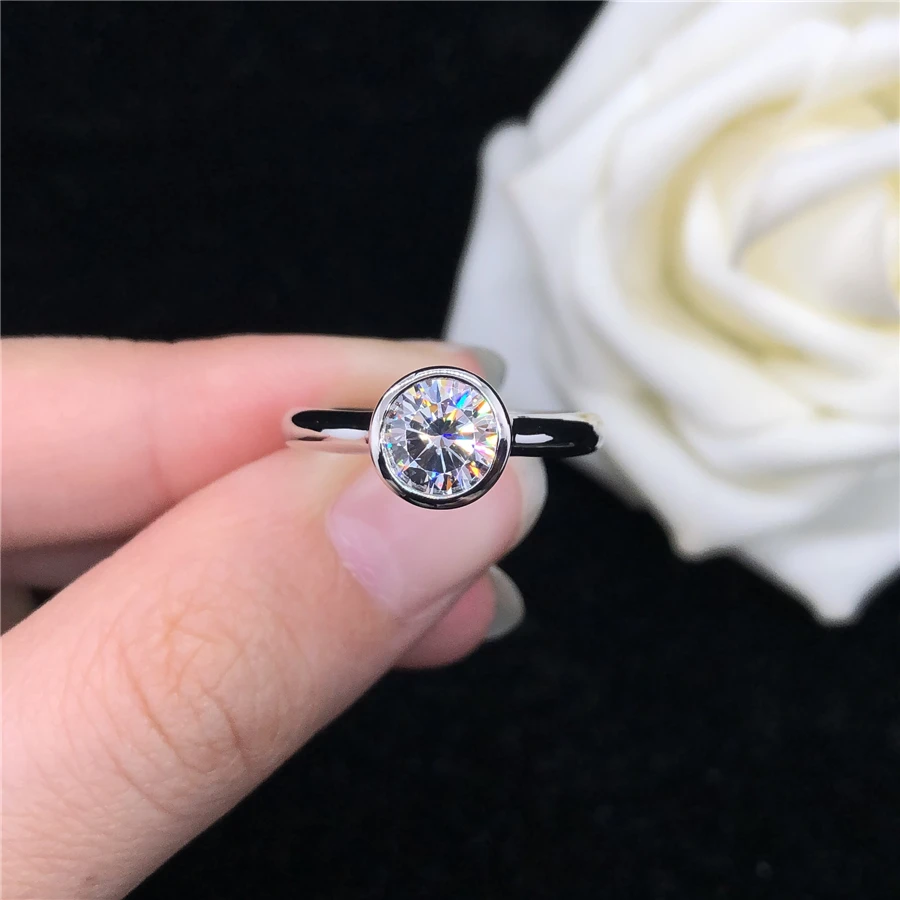 

Solid 14K 585 White Gold Romantic Marriage Ring 1Ct Moissanite Women Engagement Ring Promise Anniversary Jewelry Gift For Lady