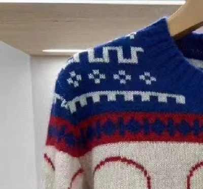 

2023 New Women Sweater Print Pattern Long-sleeved Knitted Pullover Early Spring