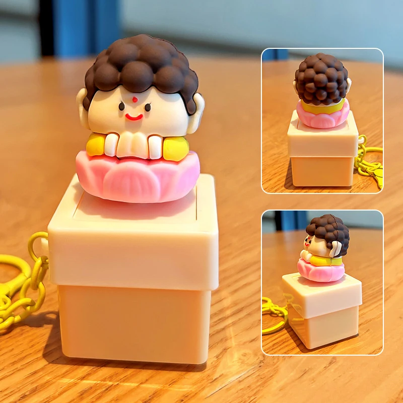 Новый мультяшный милый Будда 1 брелок для снятия стресса со звуком и светом