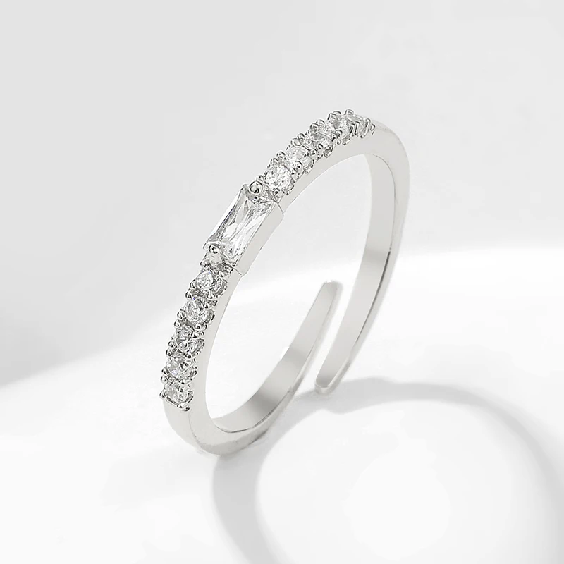 

New Exquisite Elegant Geometry Cubic Zircon Ring for Women Simple Personality Charm Dating Rings Fashion Jewelry Couple Gift