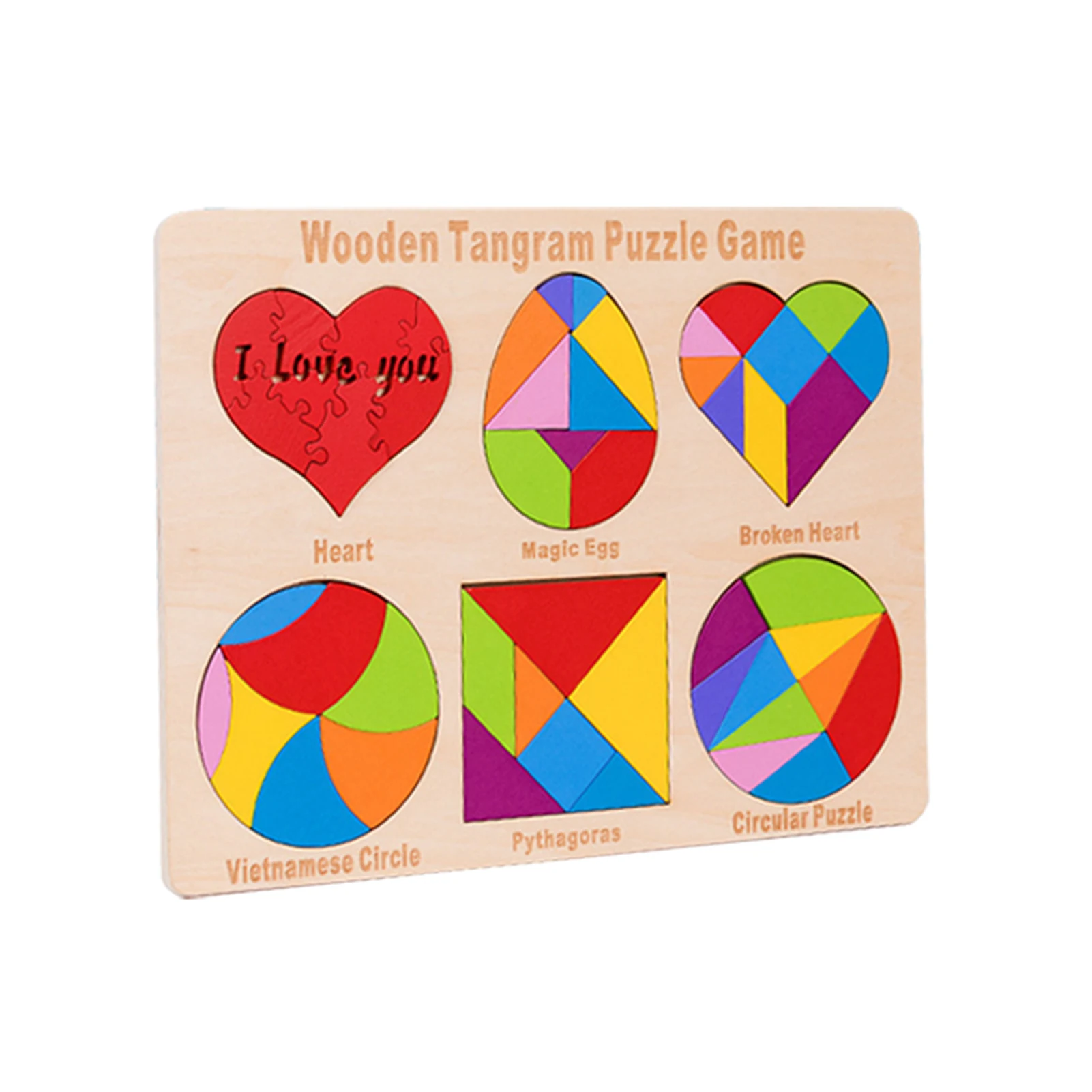 

Blocks Puzzle Brain Teasers Toy For Kids Baby Smooth Surface Colorful 3D Tangram