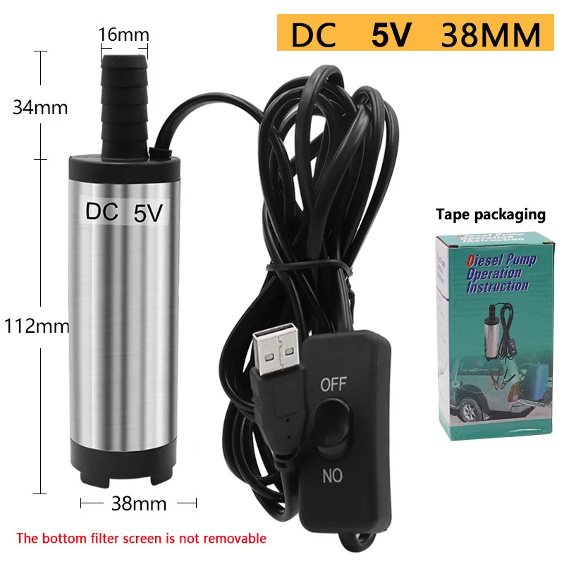 

Mini 12V 24V DC Electric Submersible Pump For Pumping Diesel Oil Water Aluminum Alloy Shell 12L/min Fuel Transfer Pump