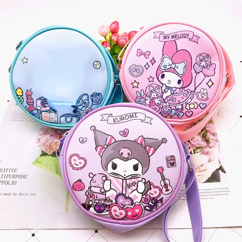 Purses and Handbags Sanrio Messenger Bag Cartoon Kuromi Cinnamoroll Babycinnamoroll Girl Heart Cute Women Bag Small round Bag