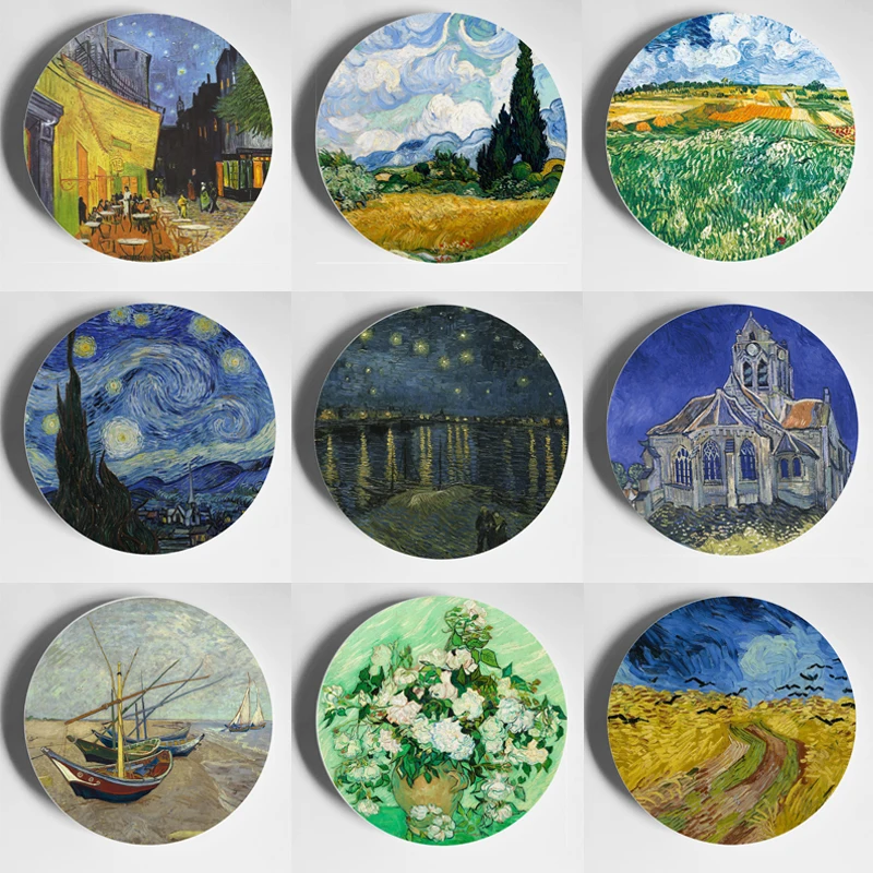 

10inch Van Gogh Oil Painting Art Plate Decorative Plate Hanging Plate Wall Plate Decor Ceramic Plate Porcelain Plate Decoration