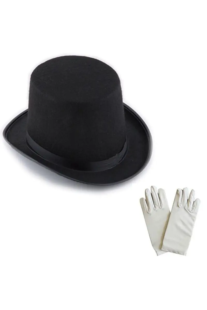 

Black wizard hat-1 pair of white wizard glove-adult Boy