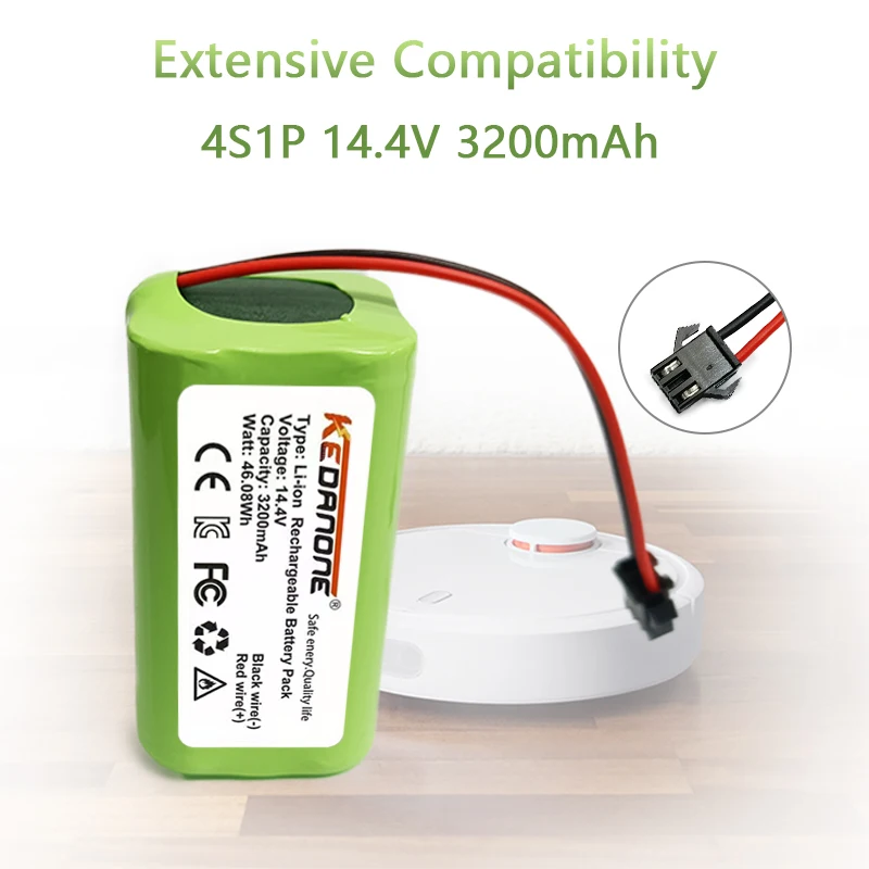 

18650 4S1P 14.4V Li-Ion Battery Pack 3200mAh,For Robot Vacuum Cleaner Rechargeable Lithium Ion Battery Built-in BMS