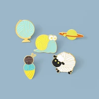 2pcs new jewelry creative globe planet brooch cute snail sheep alloy animal brooch badge accessories enamel pin fashion