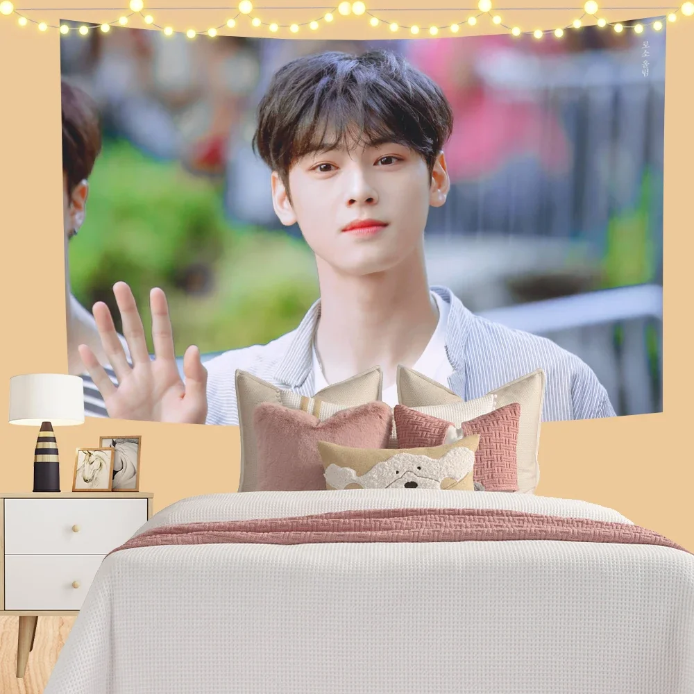 3x5ft Eun Woo Tapestry Concert Banner Wall Hanging American Flag for Bedroom Decor College Dorm Decoration Kawaii Room