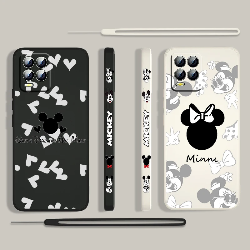 

Disney Minnie Mickey Cute For OPPO Find X3 X2 neo Lite Relame GT Master A9 A5 A53S A72 A74 8 6 Liquid Left Rope Phone case Capa