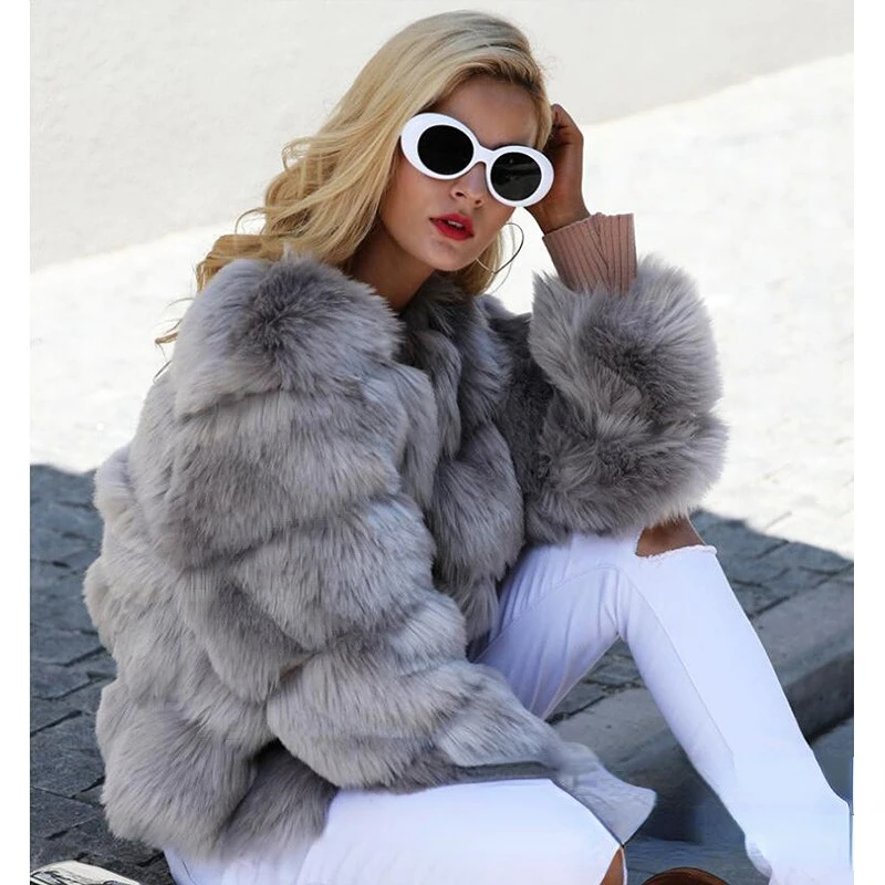 2022 Winter Tops Fur Coats for Women Winterwear Elegant Thick Warm Black Faux Fur Coat Luxury Jackets for Women Free Shipping