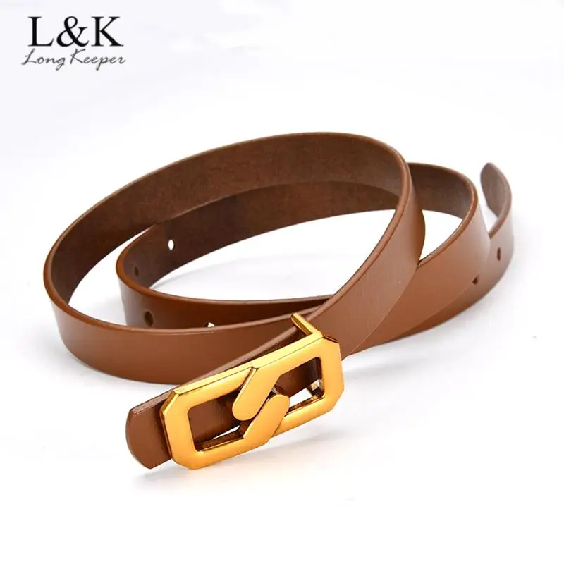 

Ремень из натуральной кожи Женский, дизайнерский пояс с металлической пряжкой, роскошный брендовый пояс с металлической пряжкой для джинсо...