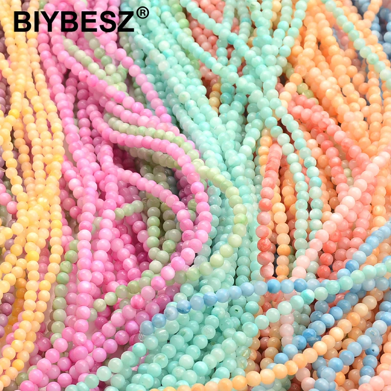 

1 Strands Natural Freshwater Shell Beads 4mm Round Loose Spacer Beads Colorful For Jewelry Making DIY Bracelet Necklace