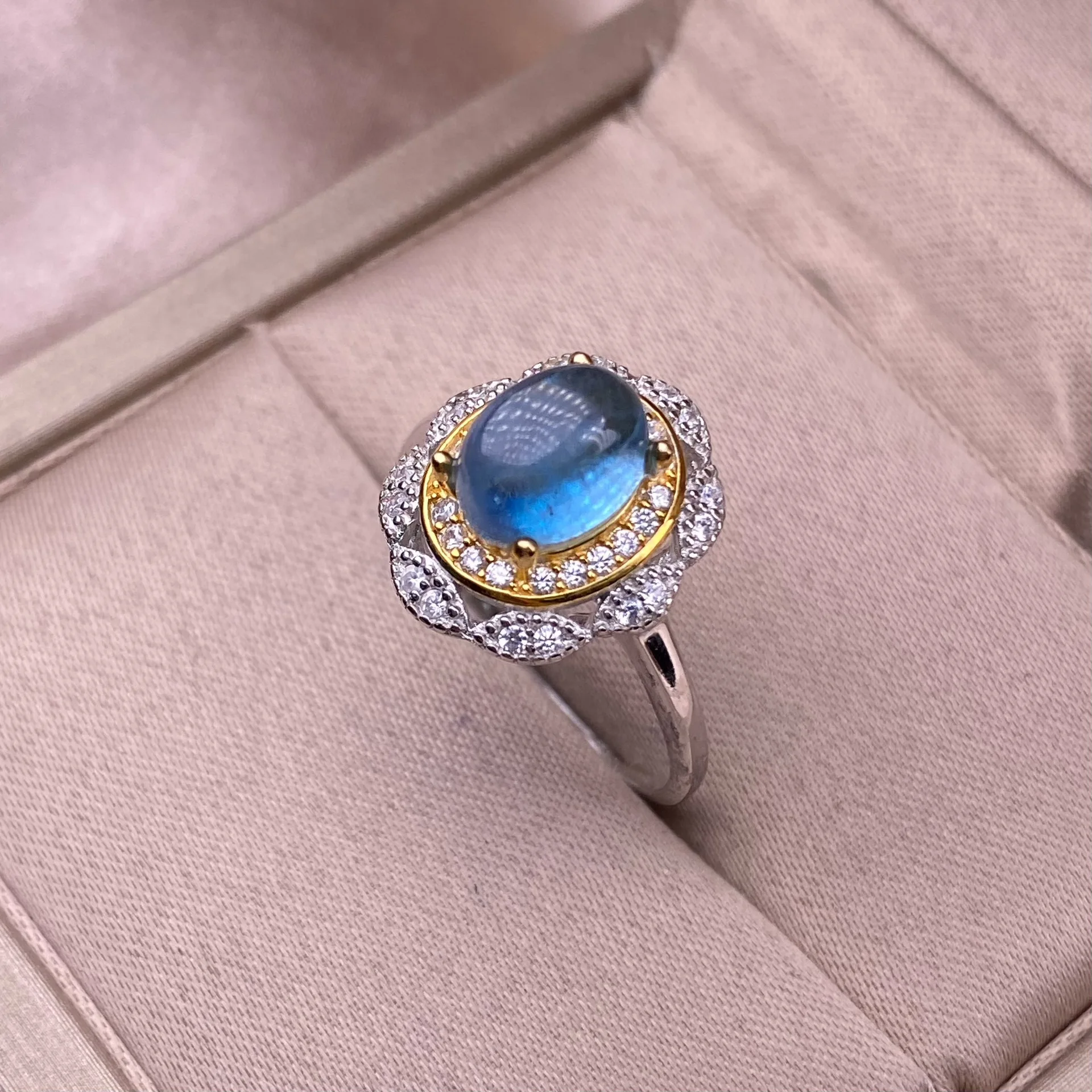 HOYON натуральное морское синее сокровище женское кольцо s925 стерлингового серебра