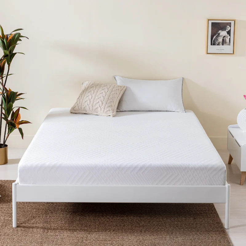 Green Tea Infused Memory Foam Twin Mattress\  8 Inch Gel Memory Foam Mattress for A Cool Sleep\  Bed In A Box White