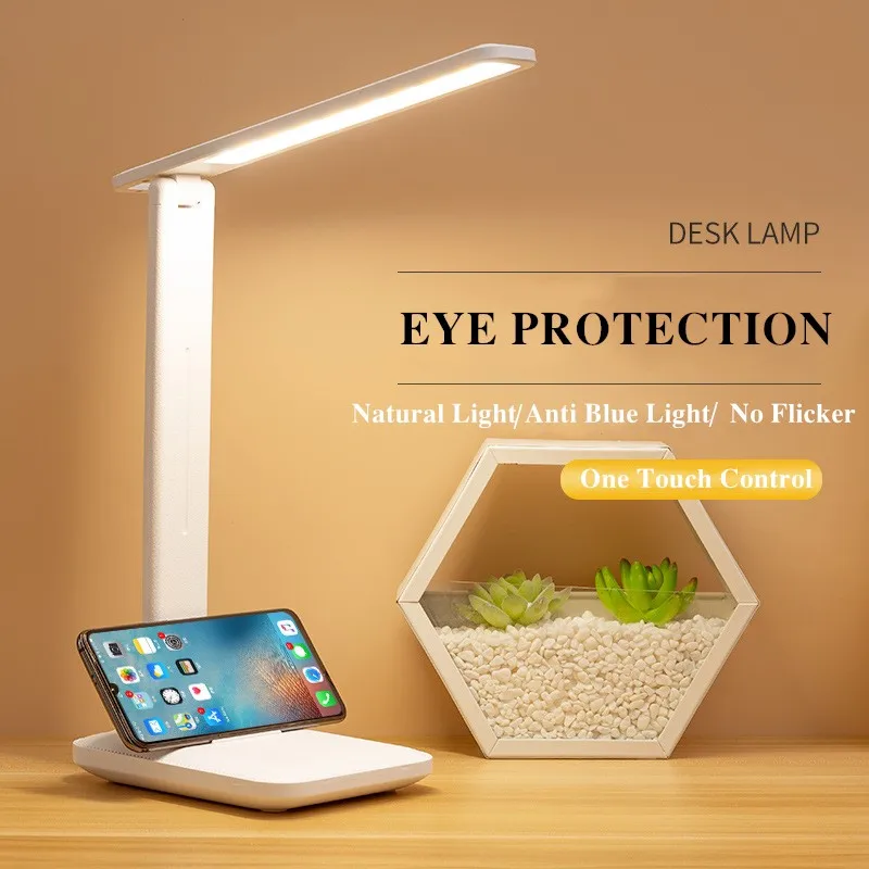 

Led Desk Lamp Touch Control 3 Color Stepless Dimmable Eye-Caring Foldable Table Lamp Bedside Reading Night Light DC5V USB Charge