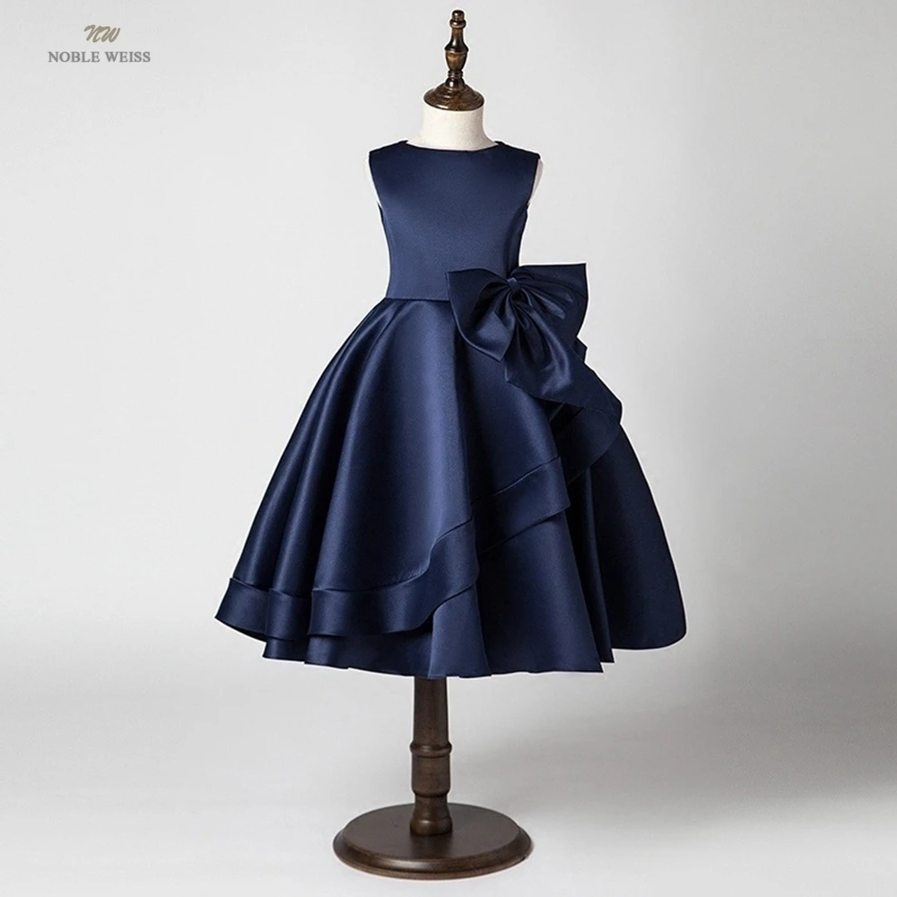 

Pageant Dresses for Girls A-LINE Knee-Length Flower Girl Dresses for Weddings O-Neck SATIN Flower Girl Dress