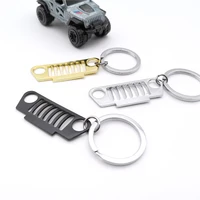 hot jeep wrangler front grill keychain car key chain zinc alloy grill keyring key pendant for jeep cj jk tj yj xj accessories