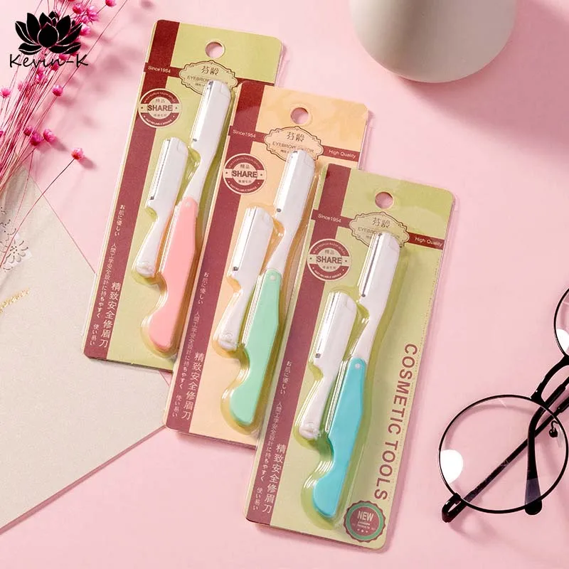 Folding eyebrow trimmer with refills for women's eyebrow raz