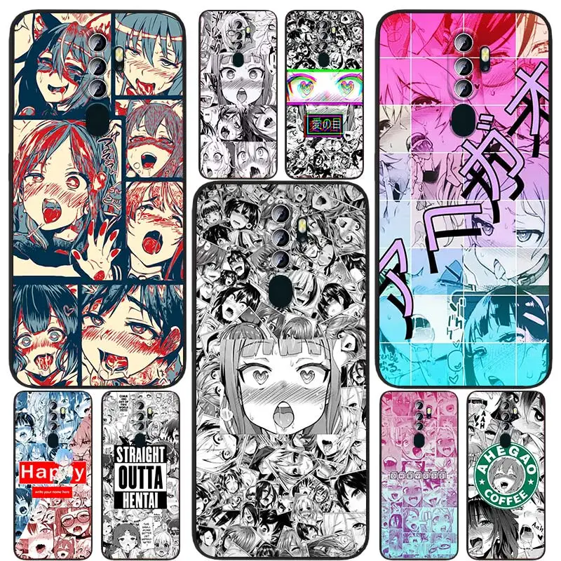 

Ahegao Manga Girl For OPPO Find X5 X3 X2 Neo Lite A74 A76 A72 A55 A54S A53 A53S A16S A16 A9 A5 5G Black Soft Phone Case
