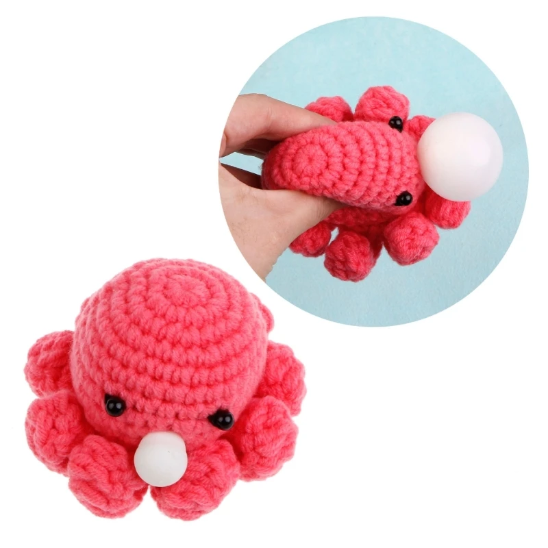 

Squishy Fidgets Вязаная игрушка крючком Blow Bubble Decompression Осьминог Взрослая игрушка для сжатия