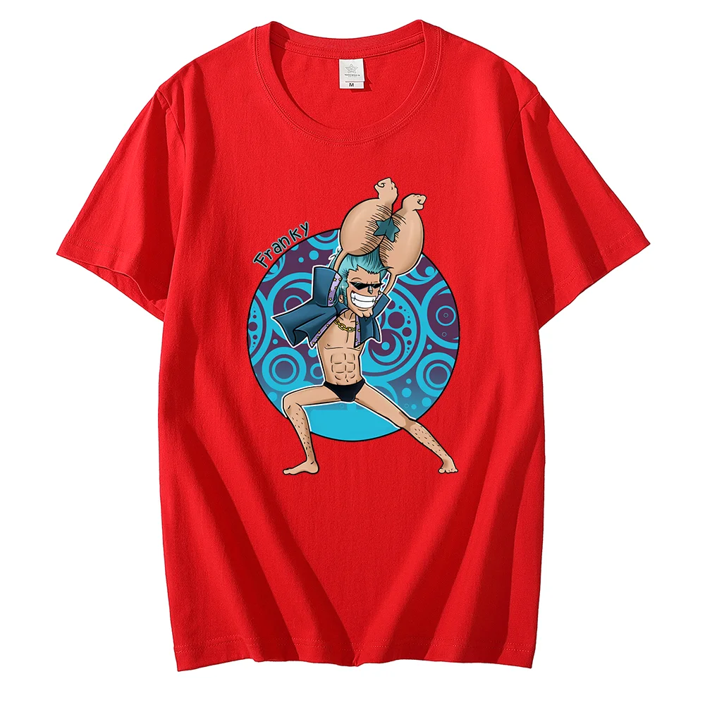 Футболка из аниме ONE PIECE с принтом FRANKY Спортивная уличная футболка для отдыха
