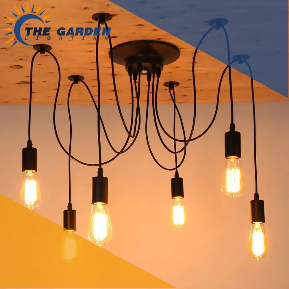 Nordic Spider Industriële Hanglamp E27 3/6/8/10/12/14 Heads Opknoping Lampen Lengte 120/160/200cm Hanger Lichten