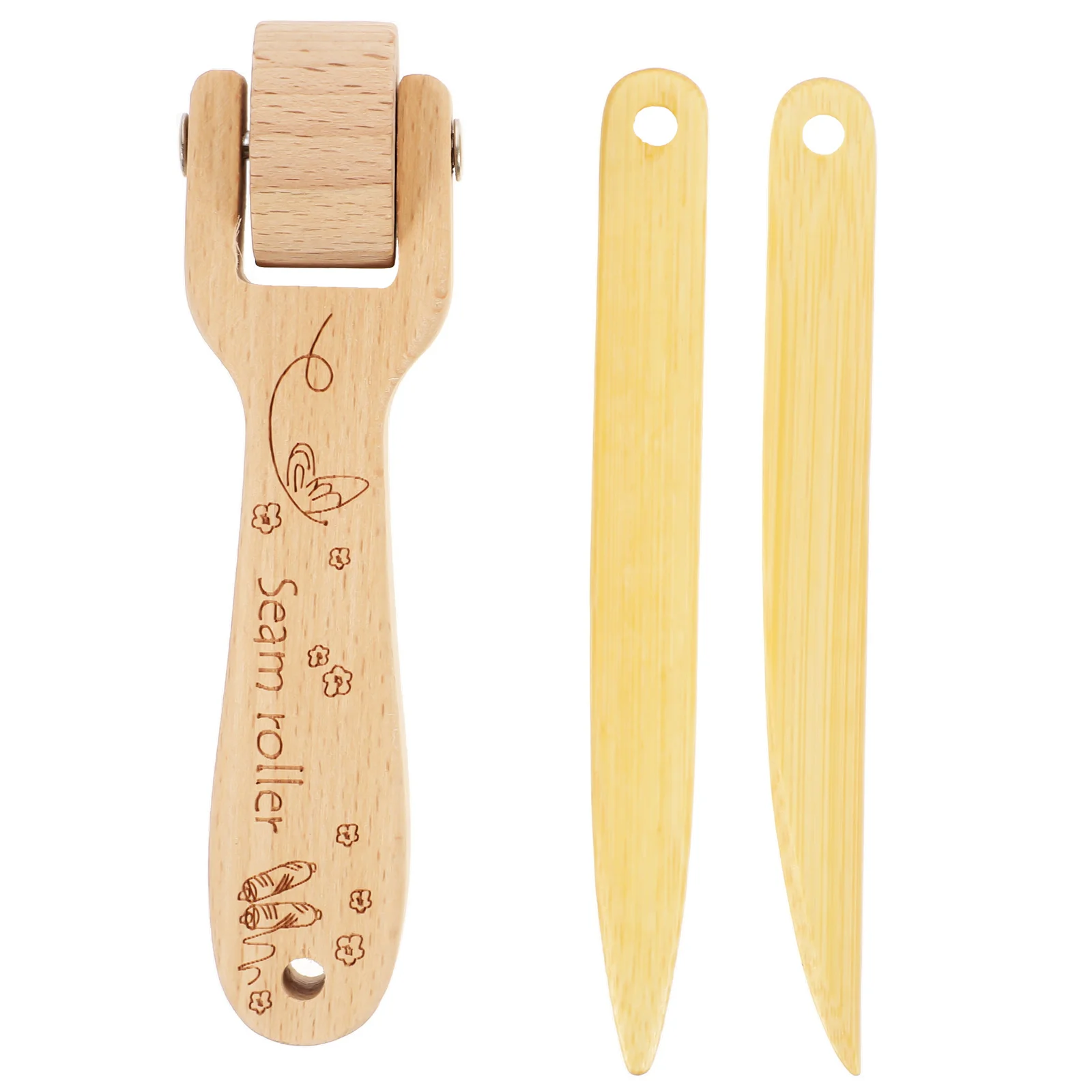 

1 Set of Cloth Pressing Roller Wood Roller Sewing Seam Roller Wallpaper Roller Quilting Tool