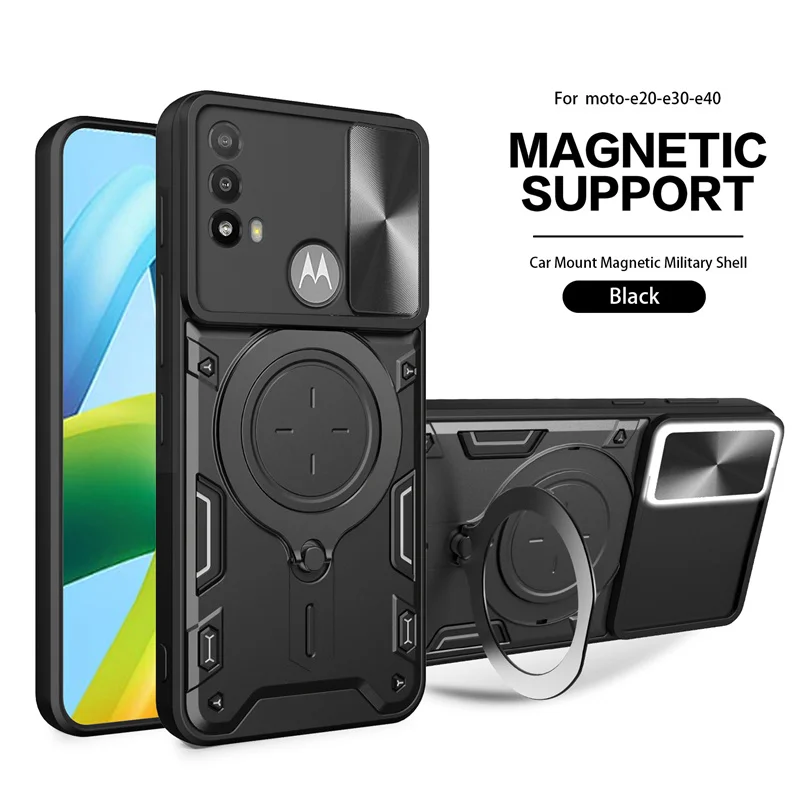 

For Motorola Moto E20 Case Shockproof Metal Magnetic Ring Armor Phone Cases for Moto E20 E30 E40 E 20 30 40 MotoE20 Back Cover
