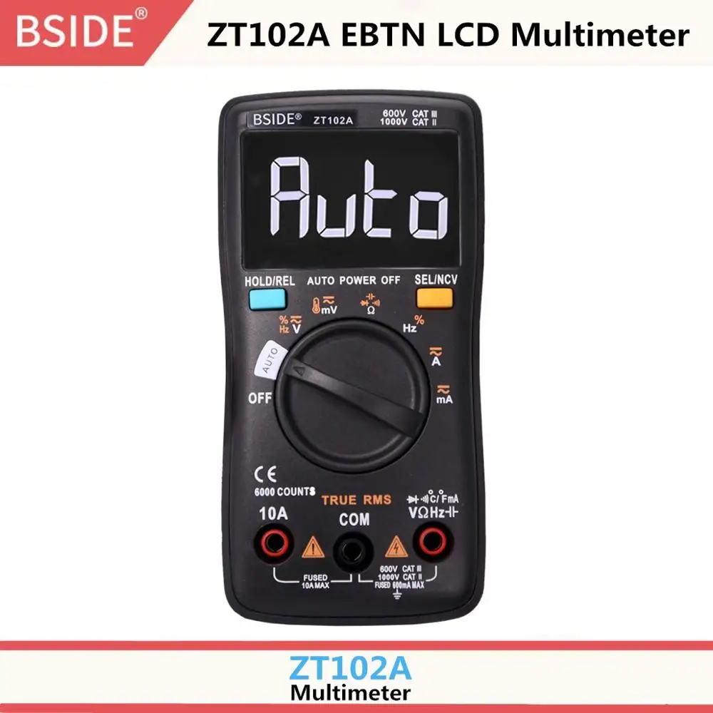

Цифровой мультиметр ZT102A EBTN с ЖК-дисплеем, тестер емкости и сопротивления для диодов, переменного/постоянного тока, переменного тока, темпер...