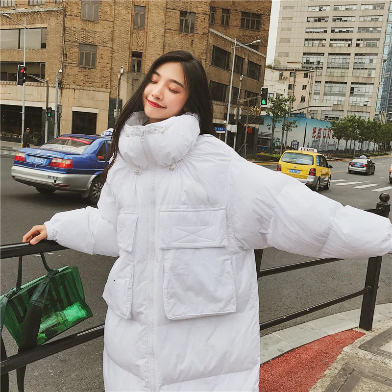 Thick Winter Jacket Women Outwear Big Pocket Oversize Parka Manteau Femme Hiver Plus Size Black Solid Long Slim Warm Coat Parkas