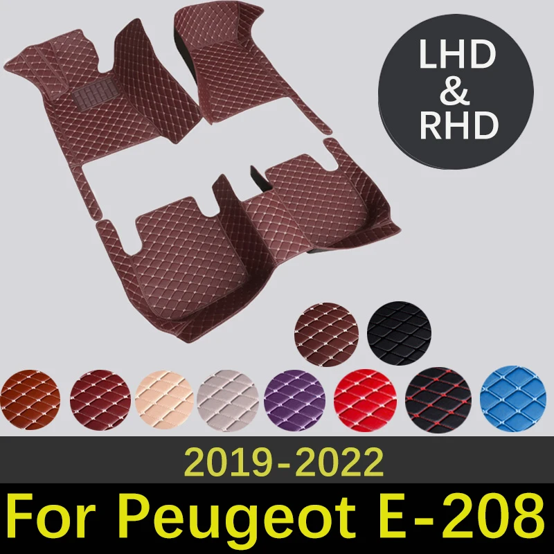 

Высококачественные кожаные автомобильные коврики на заказ для Peugeot E-208 e208 P21 2019 ~ 2022, аксессуары для интерьера, коврики, коврик для стайлинга автомобиля