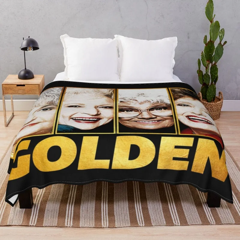 

Golden Blanket Coral Fleece Printed Warm Throw Blankets for Bed Sofa Camp Cinema