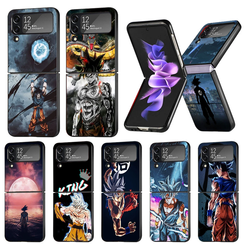

Anime Son Goku D-Dragon Ball Hard Black Cover for Samsung Galaxy Z Flip 4 3 5G Phone Case Flip4 Flip3 Pattern Luxury Shockproof