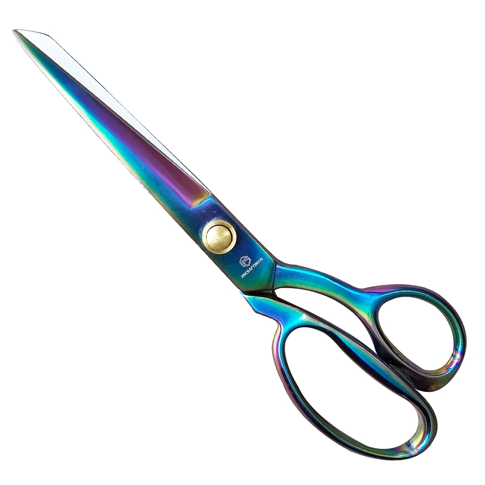 

Jincraftsman®–9.5 Inch Integrate All Steel Colorful Titanium Handicraft Knitting Stationery Leather Tailor Sewing Office Scissor