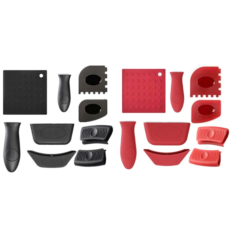 

Silicone Pot Handle Cover Kitchen Insulation Cover Pot Handle Pot Scraper Anti-Scalding And Non-Slip, 9PCS