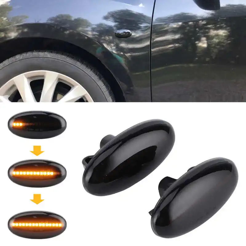 

2PCS Car Dynamic Turn Signal Lights Smoked LED Side Marker Indicator Lights Fit For Mazda 3 5 6 BT‑50 MPV