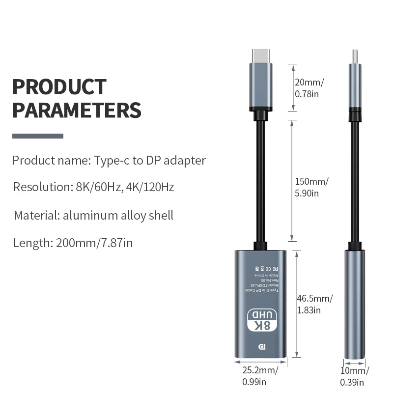 Конвертер 8K HD USB-C В DisplayPort Type-C