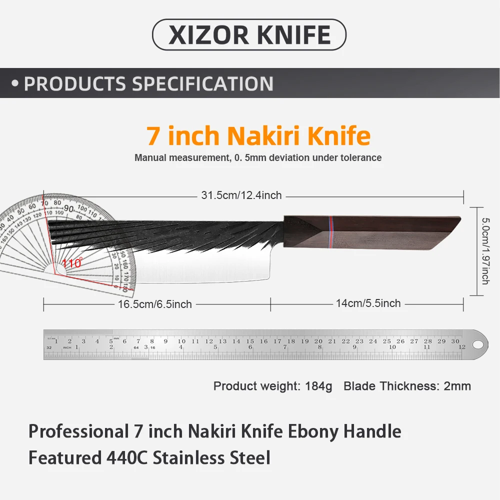 Стандартный японский нож для овощей 7 дюймов острый кухонный из нержавеющей
