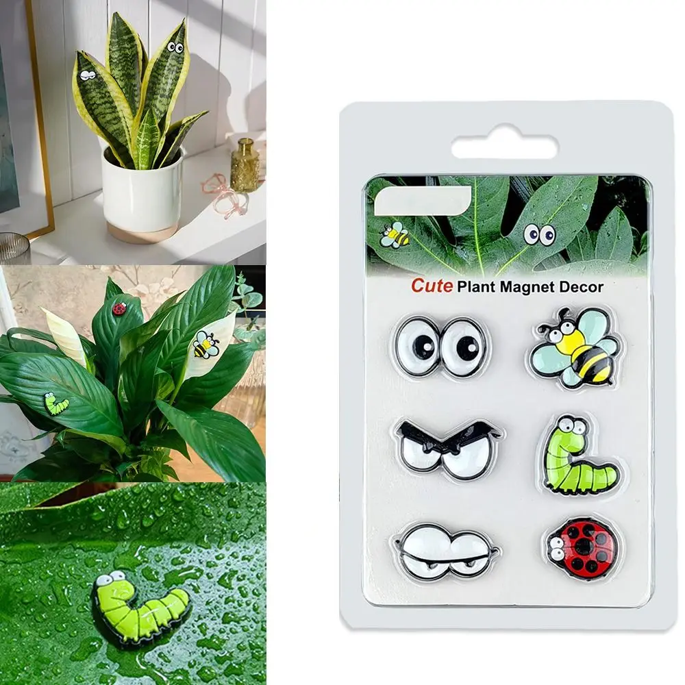 6Pcs/set Hot Indoor for Potted Plants Plant Lovers Eyes Plant Magnet Pins Charms Refrigerator Stickers Plant Accessories