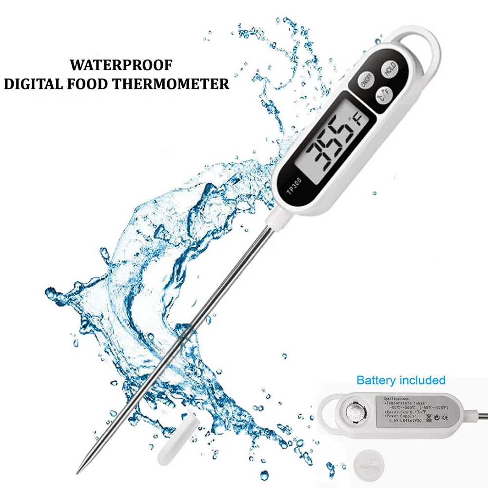 

Convenient Digital Food Thermometer for Kitchen Cooking BBQ Turkey Meat Milk Last Measurement Memory Clear Display