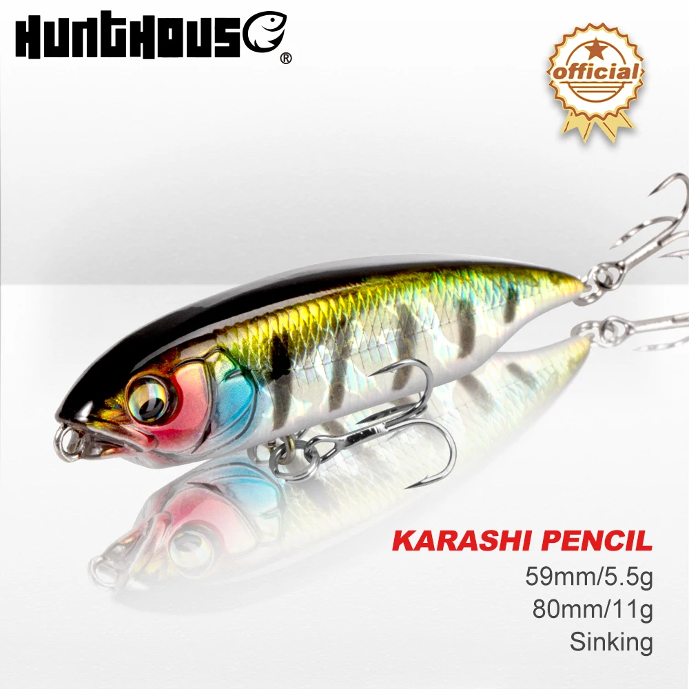 

Hunthouse Karashi Pencil Fishing Lure 59/5.5g 80mm/11g Slow Sinking I-Shaped Articial Hard Baits For Bass 2020 Tackle