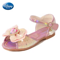 Disney Kids Fashion Shiny Sandals For Girls Lovely Elsa Princess With Bow-tie Open-toe Sandal Children's Non-slip Casual Shoes