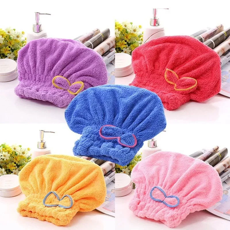 

Shower Cap for Women Hair Cap Microfibre Quick Hair Drying Bath Spa Bowknot Wrap Towel Hat Cap For Bath Bathroom Accessories