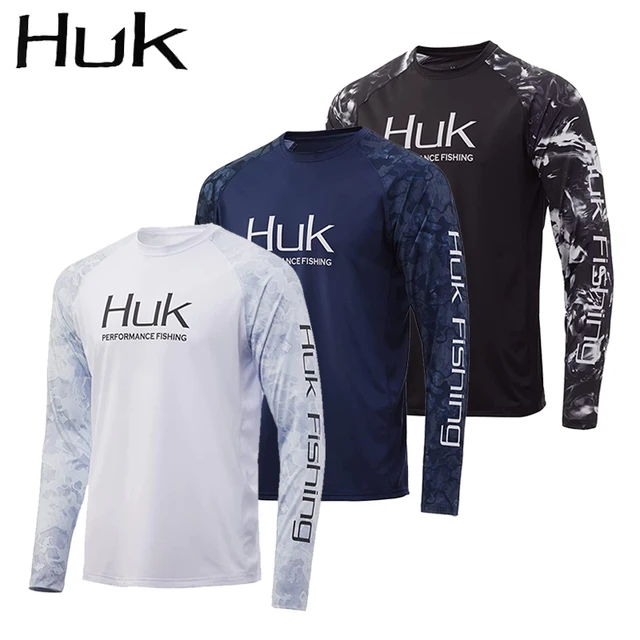 HUK  Fishing Shirts Men Long Sleeve Crewneck Sweatshirt Outdoor Uv Protection Breathable Fishing Clothing Camisa Pesca 1